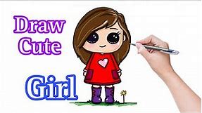 How To Draw A Cute Girl Clipart,To Draw step by step, DL cute things, part 2