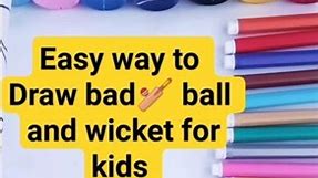 Fun & Easy Cricket Bat and Ball Drawing & Coloring! 🏏🎨 | Simple Step-by-Step Tutorial #kidsdrawing