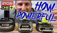 Ryobi One+ Battery Power Test : 18v - 1.5Ah 4Ah 6Ah
