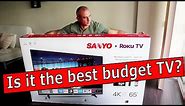 Sanyo 65” 4K UHD HDR 10 Roku Smart TV FW65R79FC budget TV perfect for the Super Bowl and all sports