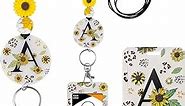 Personalized Sunflower Lanyards for ID Badges - Flower Silicone Beaded Breakaway Lanyard for Keys Last Name Initial Letter ID Badge Holder with Lanyard Office Gifts for Women Nurse Teachers (Letter A)
