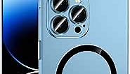 Magnetic Charging Aluminium Metal Bumper Matte Case Cover for iPhone, Alloy Magnetic Slim Case Camera Lens Protect for iPhone 14 Pro Max 13 12 (Far Peak Blue, for iPhone 13 Pro)