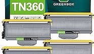 GREENBOX Compatible Brother TN330 TN360 TN-330 TN-360 High Yield Toner Cartridge Replacement for HL-2140 MFC-7340 MFC-7840W Printer (4 Black)