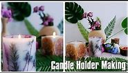 Candle Holder Making with Dried Flowers / How to Make DIY Candle Stand