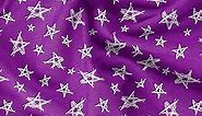 Soimoi Cotton Canvas Purple Fabric - by The Yard - 58 Inch Wide - Stars Star Print Fabric - Celestial Elegance for Apparel and Home Accents Printed Fabric
