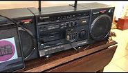Vintage Panasonic RX-CS750 Boombox XBS Radio Stereo Cassette Tape Ghetto blaster Sound Check demo