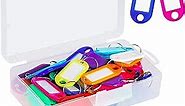Cuttte 50 Pack Plastic Key Tags with Container, Key Labels with Ring and Label Window, 10 Colors