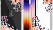 Floral Clear Case for iPhone SE 2022/2020 (3rd/2nd Generation SE3/SE2) & iPhone 8/7 for Women/Girls,Pretty Flower Design Silicone Phone Cover,Slim Soft Drop Proof TPU Protective Shell,FL-34