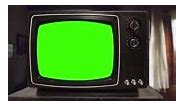 Stok Video Vintage Television Set Green Background with Noise and...