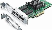 Gigabit 4 Port NIC with Intel I350 Chip, 1Gb Network Card Compare to Intel I350-T4 NIC, Quad RJ45 Ports, PCI Express 2.1 X4, Ethernet Card with Low Profile for Windows/Windows Server/Linux/Esxi