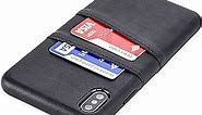 Dockem iPhone Xs Max Wallet Case: Built-in Metal Plate for Magnetic Mounting & 2 Credit Card Holders (6.5" Exec M2, Synthetic Leather, Black)