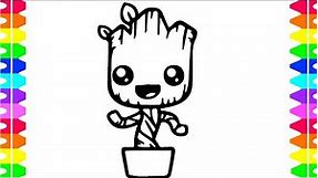 Groot Coloring for kids and Toddlers, Let's Draw and learn together.
