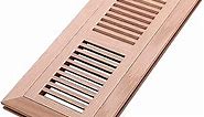 Red Oak Floor Register 4x12 Inch (Duct Opening) with Metal Damper Wooden Flush Mount Floor Vent 3/4 Inch Thickness Unfinished