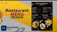 Food Menu Design In Adobe Photoshop | How to Design Restaurant Menu in Photoshop | Trending Design