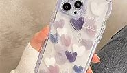 NOHHROY Cute Love Heart Phone Case with Aesthetic Design Women Girls Phone Cases Protective Cover for iPhone 11 12 13 14 Pro Max(Purple,14)