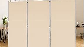 RANTILA 3 Panel Room Divider, 6 Ft Tall Folding Privacy Screen Freestanding Room Partition Wall Dividers, 102''W x 20''D x 71''H, Beige