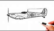 How to draw a WW2 Fighter Plane Supermarine Spitfire