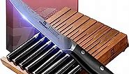 Piklohas Steak Knives Set Of 8 With Drawer Organizer, 4.5 Inch Non Serrated Steak Knife Set, Forged German Steel Full Tang Handle Straight Edge Dinner Knives, Razor-Sharp Meat Knife With Gift Box
