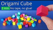 2 Minute Easy Origami Cube Tutorial 🧊 Paper Cube Craft to Make Minecraft Blocks or Lego Bricks