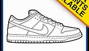 Nike SB Dunk Low Sneaker Coloring Pages - Created by KicksArt