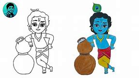 How to Draw Little Krishna || Drawing for Beginners