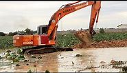 Amazing HITACHI EX200 Excavator Heavy Working in Lotus Fields