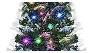 Pre Lit Artificial Christmas Tree 5 Foot Fiber Optic Xmas Tree with Color Changing LED Lights and Metal Stand