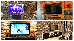 Modern Stone TV Wall Design Ideas You'll Love | Stone Fireplace TV Wall | Tv Unit For Living Room