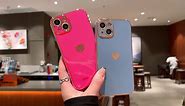 Teageo for iPhone 13 Mini Case for Women Girl Cute Love-Heart Luxury Bling Plating Soft Back Cover Raised Full Camera Protection Bumper Silicone Shockproof Phone Case for iPhone 13 Mini, Hot Pink