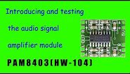 PAM8403 audio signal amplifier module test (HW-104)