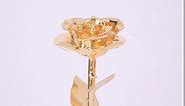 ZJchao 24K Gold Rose for Her, Dipped Gold Rose Love Real Golden Plated Preserved Eternal Flower with Rose Stand Present for Wife/Girlfriend/Couple (Gold)