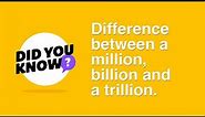 [232] Difference between a million, billion and a trillion.
