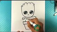 EASY How to Draw GROOT - Chibi