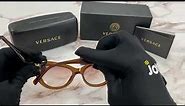 Versace Sunglasses Model-4388 Color-5324/0P Transparent Brown/Gold Medusa Logo