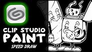 Clip Studio Speed Draw: Homies For Life V2 Retro Vintage 420 Weed Design Blunt, Lighter, Mushrooms