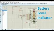 Battery level indicator circuit in proteus | 12V battery monitoring circuit simulation in proteus
