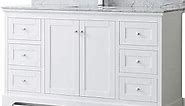 Wyndham Collection Avery 60 Inch Single Bathroom Vanity in White, White Carrara Marble Countertop, Undermount Square Sink, and No Mirror