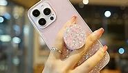 MUYEFW Glitter Case for iPhone 11 Pro Case 5.8 inch for Women with Expanding Phone Kickstand Ring Stand, Clear Bling Sparkle Cute Phone Cover (Pink)