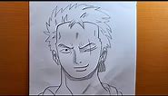 Comment dessiner ZORO Roronoa (One Piece) étape par étape, facile | dessiner un anime avec un crayon