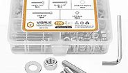 1/4-20 Hex Socket Head Cap Screw, VIGRUE 175PCS UNC Hexagon Bolts Washers Nuts Assortment Kit Machine Screws Set Stainless Steel 18-8 (304), Length from 5/8" to 2"