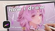 how to draw on procreate | FULL digital art illustration process