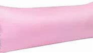 NTBAY Zippered Satin Body Pillow Pillowcase, Silky Slip Cooling Body Pillow Cover, Long Side Hidden Zipper, 20x54 Inches, Light Pink