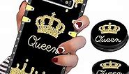 LSL Compatible with Samsung Galaxy S10 Plus Square Phone Case with Kickstand, Queen Crown Luxury TPU Shockproof Bumper Protection Cover for Women Girls, for Galaxy S10 Plus