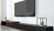 Modern TV Console with Drawers, Retractable Wood TV Stand, Open Storage, Walnut Veneer