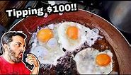 Street Food Mexico FRIED EGGS BREAKFAST -Mexican Style - "Huevos A La Mexicana" Right On The Street