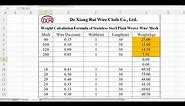 Weight Calculation Formula of Stainless Steel Wire Mesh