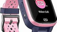 HANDA A81 4G Kids Smart Watch with Full HD Touch Screen Video Call,Voice Chat,Camera,Alarm,SOS,Pedometer,Sleep Monitor,IP67 Waterproof WiFi GPS Location Tracker Children Smart Watches for Kids (Pink)