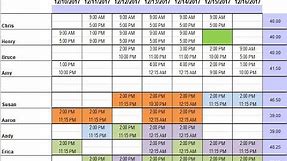 Demo of Restaurant Schedule Template using Excel