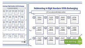 Subtracting 4 Digit Numbers with Exchanging Worksheet