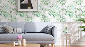 Floral Wallpaper Peel and Stick Wallpaper Green Floral Leaf Wallpaper Boho Contact Paper for Cabinets and Drawers Self-Adhesive Removable Wallpaper for Bedroom Flower Eucalyptus 17.3”x78.7”
